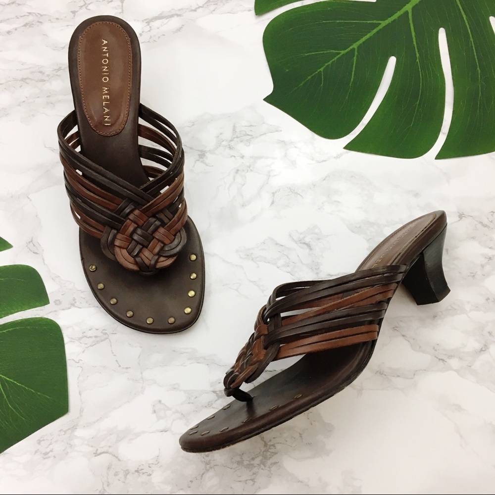 2 for $11 Antonio Melani brown leather sandals size 5.5M